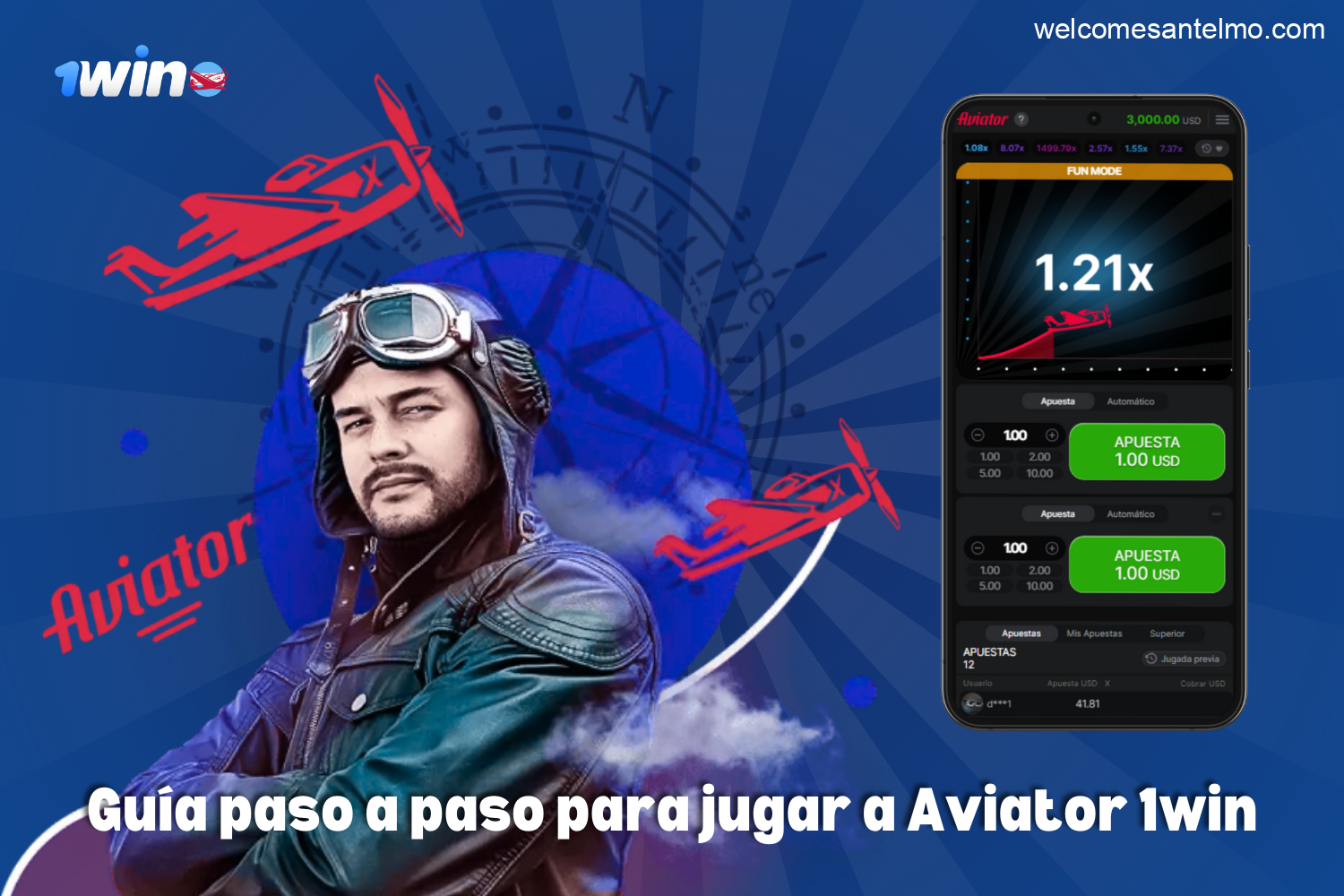 Instrucciones para jugar a Aviator en 1win para jugadores argentinos: regístrese, ingrese fondos en su cuenta y haga una apuesta antes del despegue