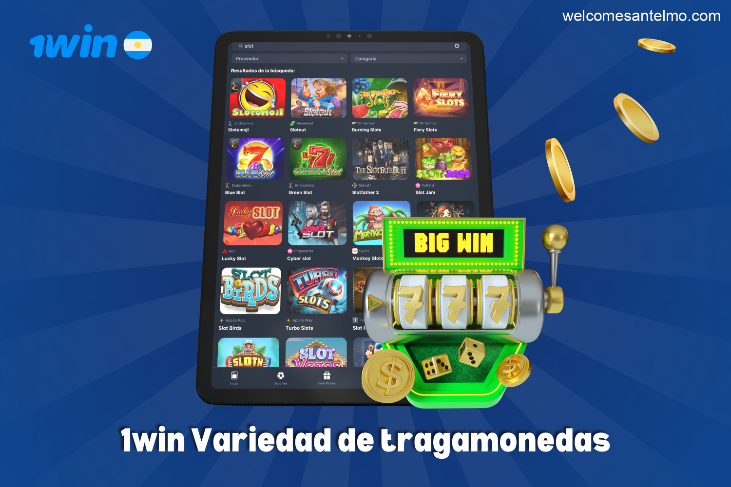 Hay miles de tragaperras clásicas y modernas disponibles en 1win casino